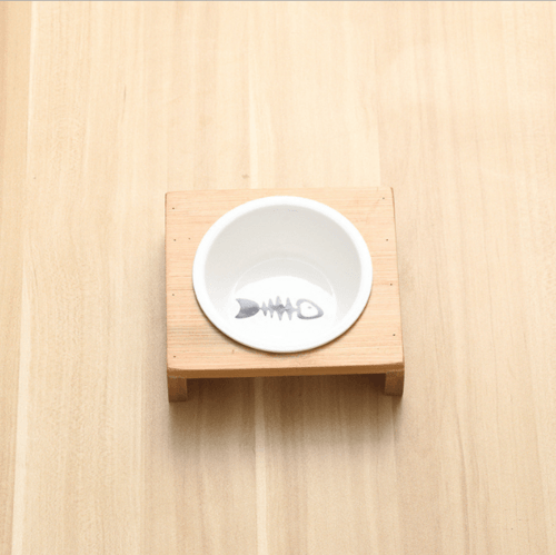 Stylish Bamboo And Ceramic Cat Dog Feeder Bowls - GreenPetGear